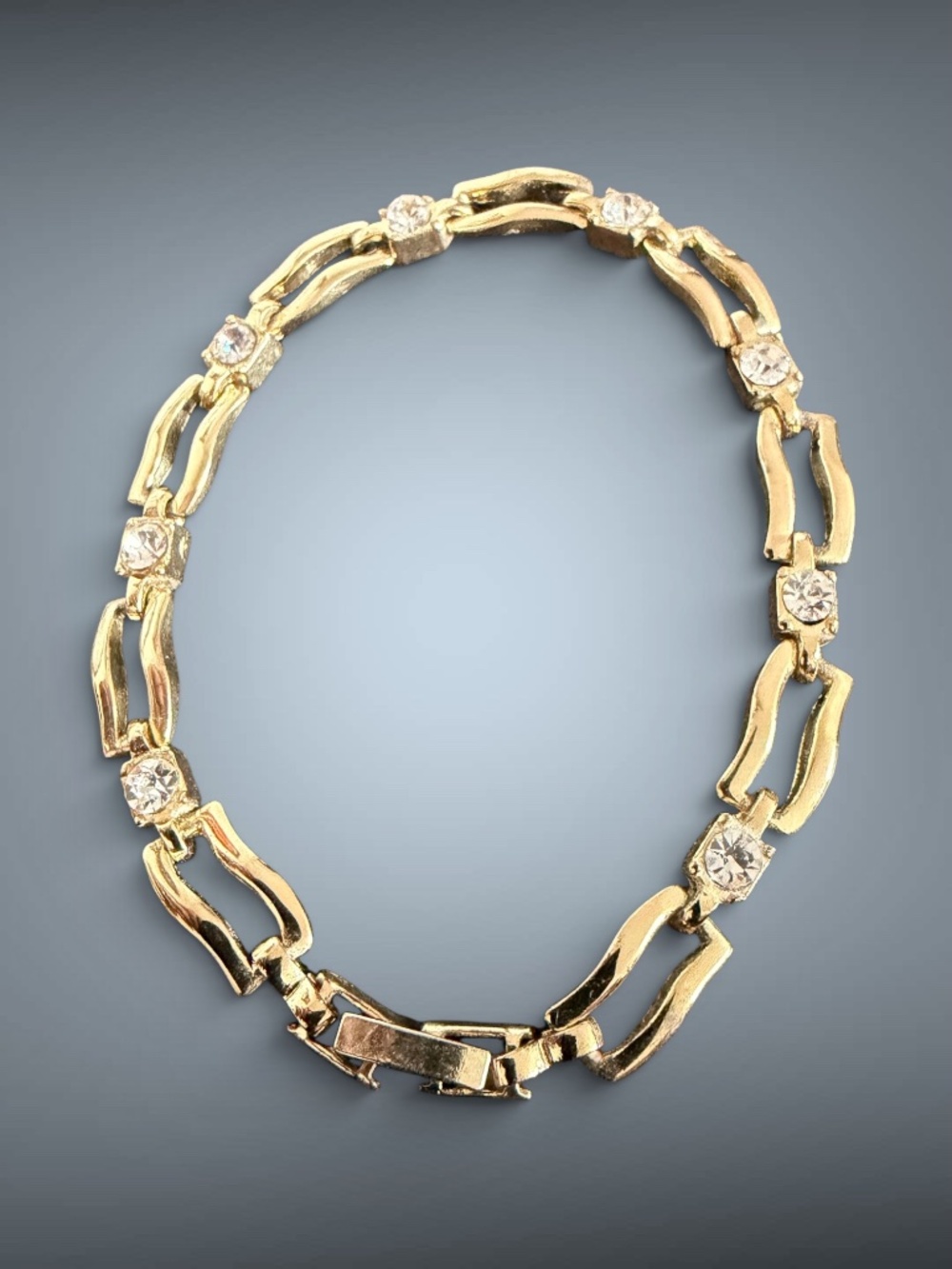 Vintage Gold-Tone Bracelet Clear Crystals
